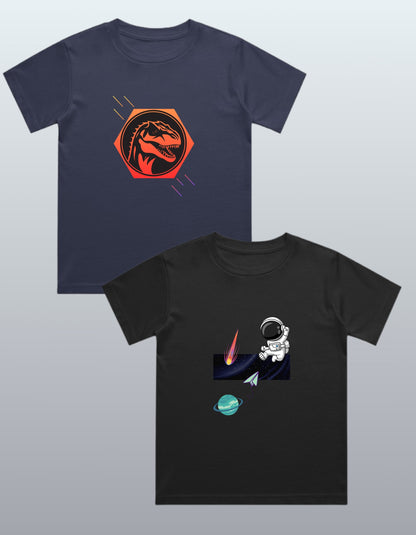 Set of 2 T-Shirts(Boys) - Mini Explorer Pack| Graphic Tees