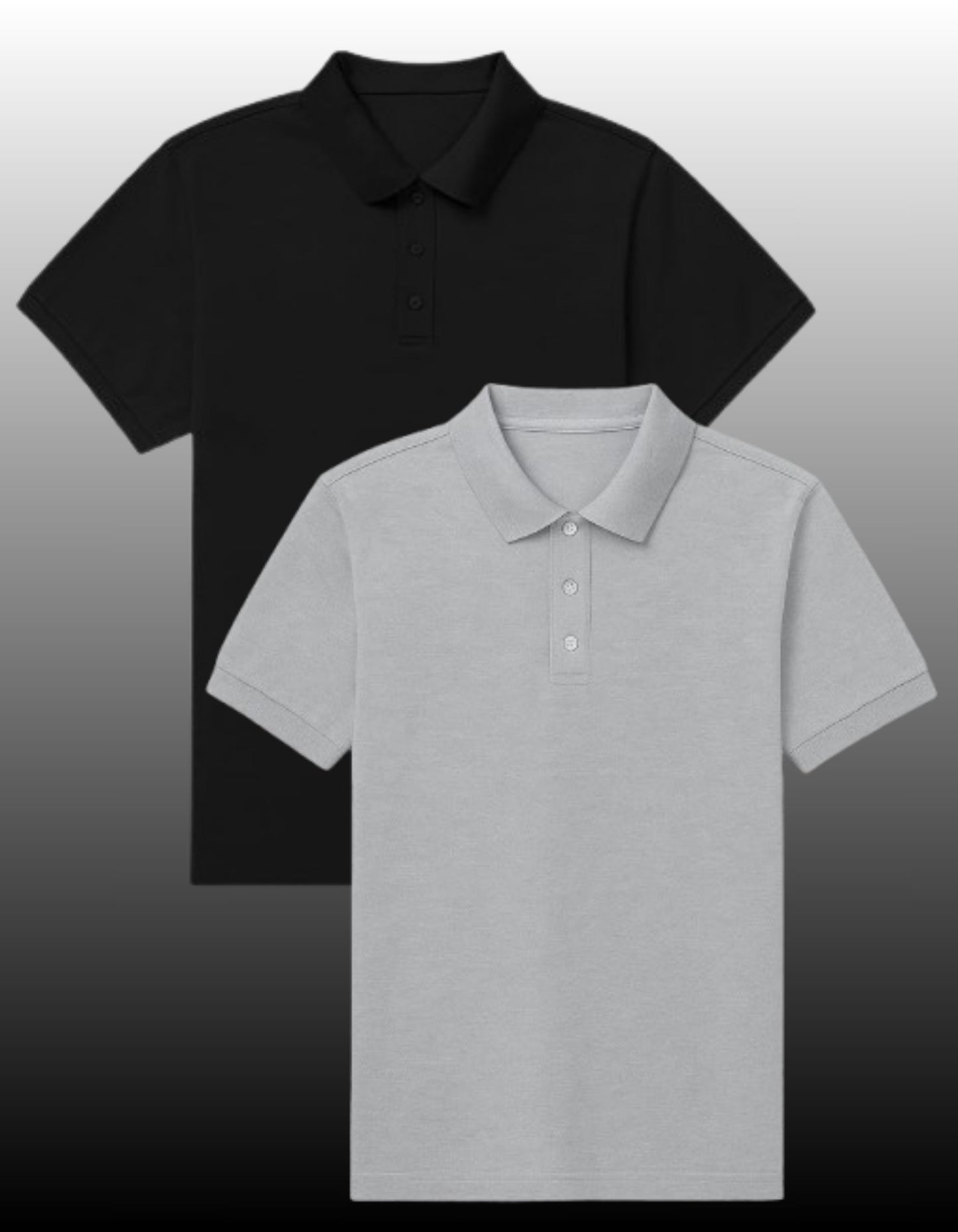Set of 2 Polos - Black & Grey Melange