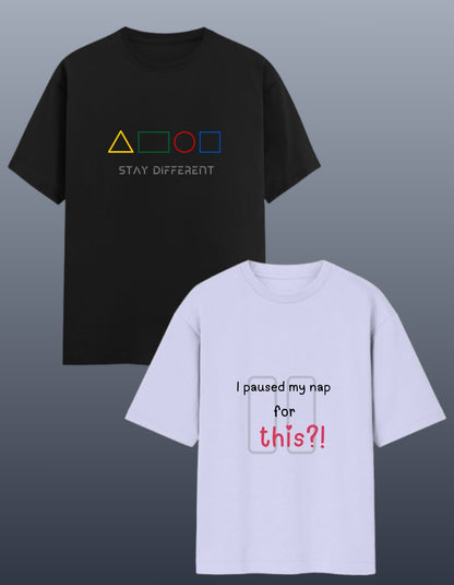 Set of 2 T-Shirts for Women - 1 Oversized,1 Regular