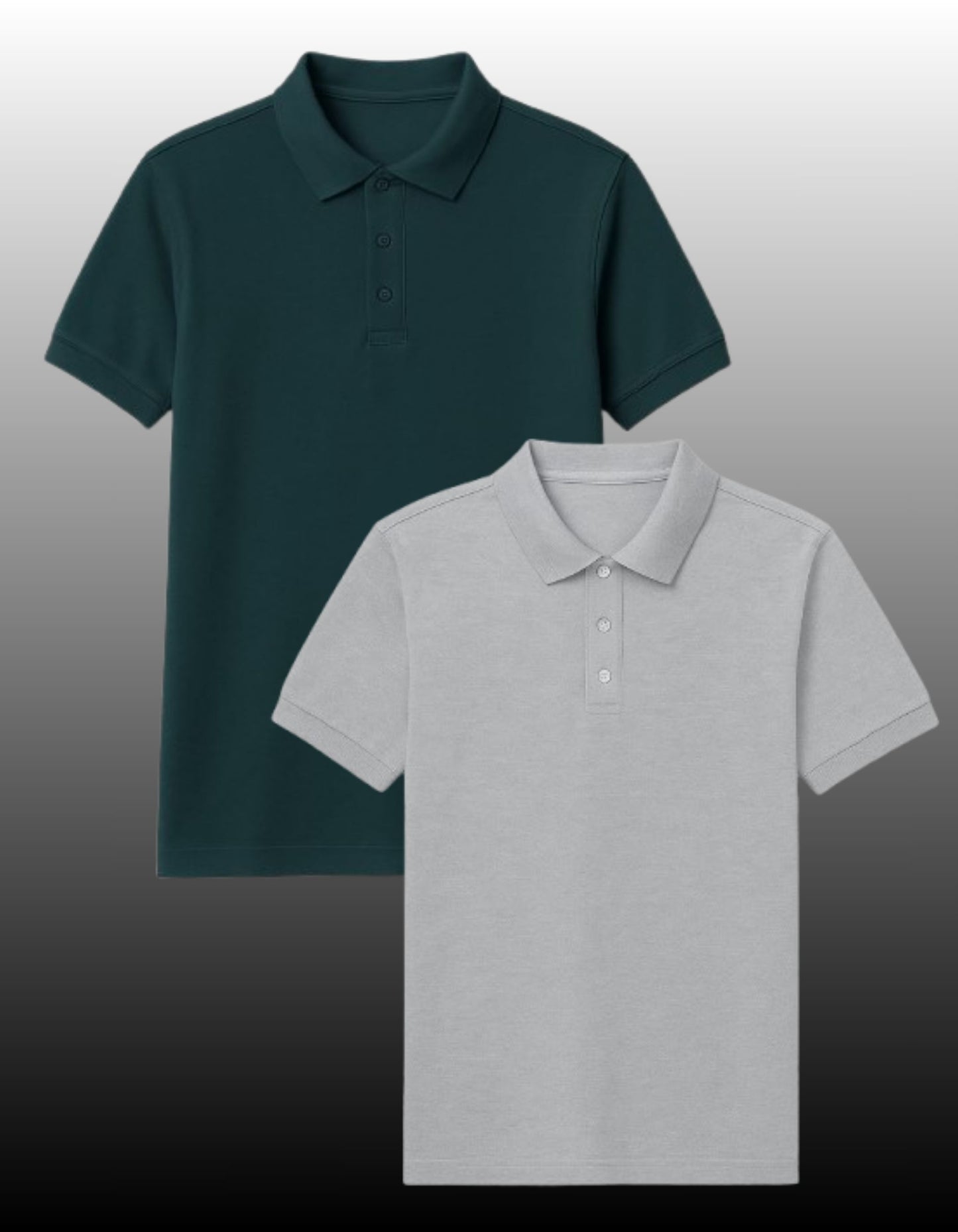 Set of 2 Polos - Grey Melange & Petrol Blue