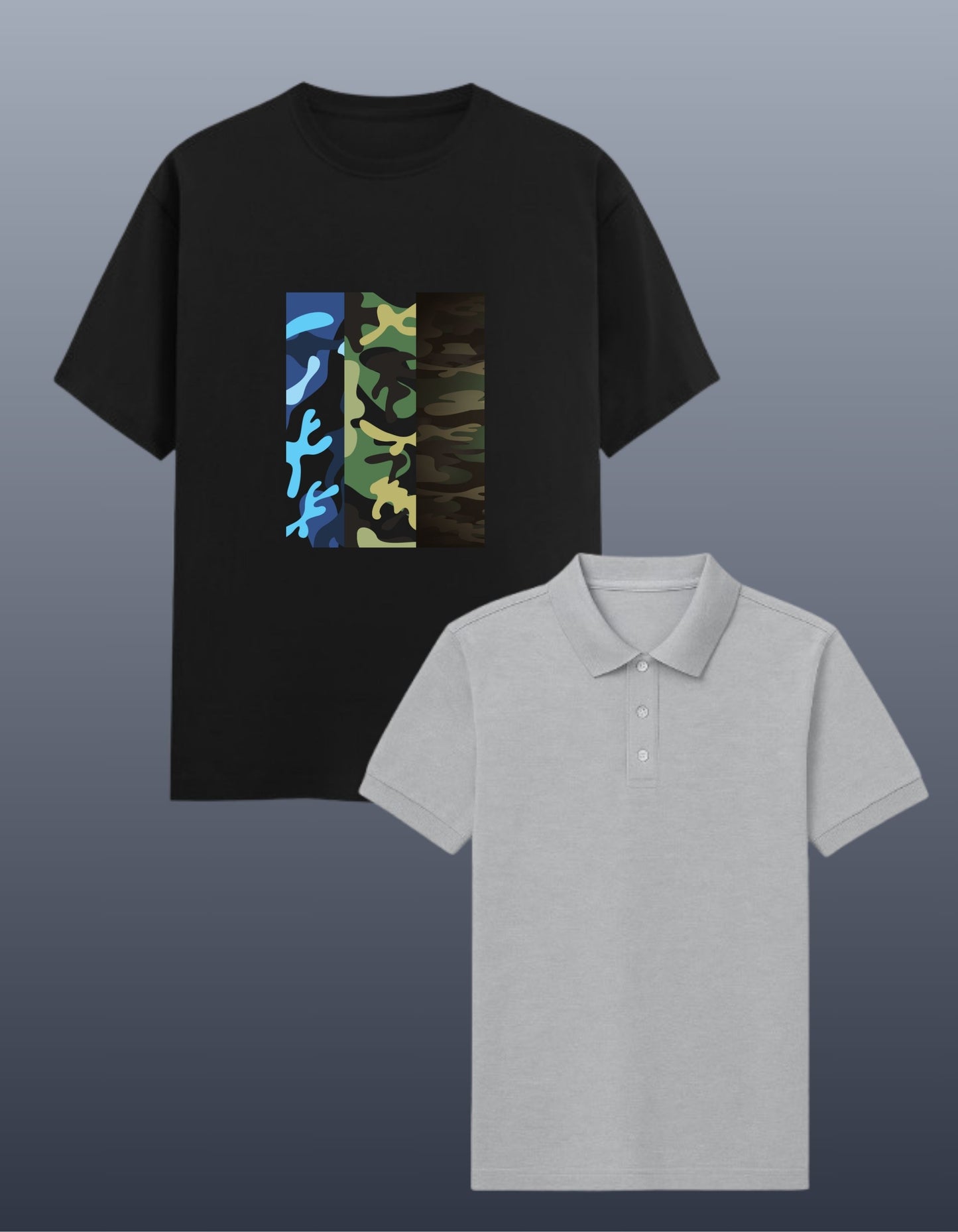 Set of 2 T-Shirts For Men - 1 Polo, 1 Regular